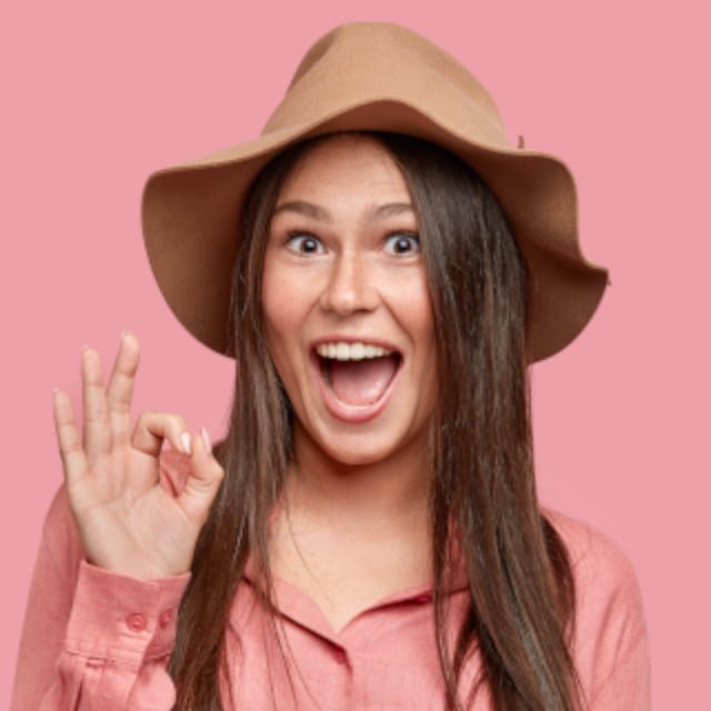 woman with hat smiling for a website designer